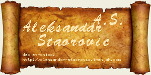 Aleksandar Staorović vizit kartica